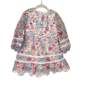 GB Mädchen Kleid Mädchen Gr. 3T bunt Blumen Ösen Spitze Langarm bestickt - Bild 1 von 16