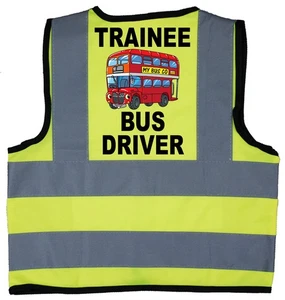 Trainee Bus Driver Hi Vis Safety Jacket Baby Toddler Children's Kids 0-9 Years - Picture 1 of 24