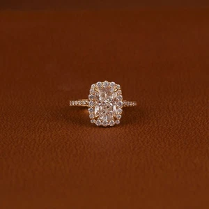 2.10Ct Radiant Cut Moissanite Halo Anniversary Ring In Solid 14K Yellow Gold - Picture 1 of 6