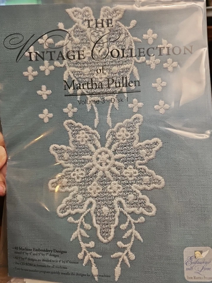 NEW MARTHA PULLEN VINTAGE EMBROIDERY COLLECTION V 3 Disk 1 DESIGNS CD FREE SHIP  - Image 1 of 4