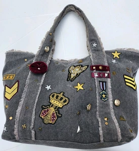 Borsa a tracolla Steve Madden grande tela ispirazione militare grigio antracite - Foto 1 di 14