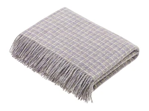 Shetland Lambswool Throw Blanket - Villa in Grey & Purple - Bronte by Moon - Picture 1 of 5