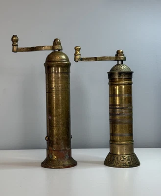 2 molinos de pimienta Atlas importaciones latón, cobre sal pimienta molinillos Grecia de colección *Nota Foto 1 de 4