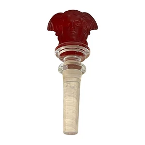 Versace Rosenthal Medusa Red Satin Glass Crystal Bottle Stopper - Picture 1 of 5