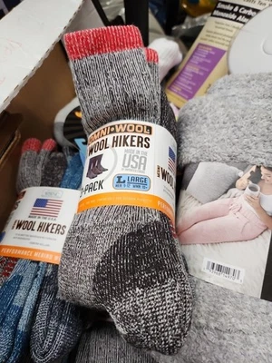 Calcetines de caza cálidos de lana unisex Omni. Talla grande 3 pares azul/azul marino/rojo Foto 1 de 2