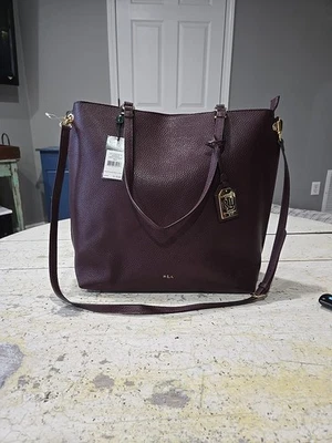 Bolso de mano Lauren Ralph Lauren Anfield Abby en color puerto/borgoña nuevo con Foto 1 de 4