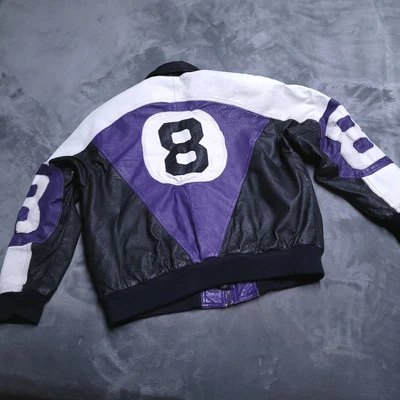 Vtg 90s Michael Hoban Large 8 Ball Jacket Distressed Hip Hop Seinfeld Sub Slap - Image 1 of 4