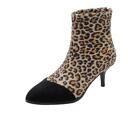  women's ankle boots stilettos heel  leopard  splice court shoes 