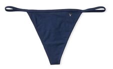 New w/Tag Victoria's Secret 💖Cotton V-String Thong 💖Size Large💖Noir Navy Blue