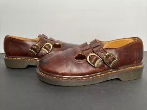 Auténticos Zapatos Mary Jane Vintage Originales Dr. Martens Para Mujer Marrón Oscuro Talla 6 - Imagen 1 de 13