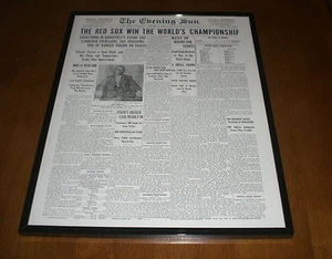 1912 RED SOX WIN THE WORLD'S CHAMPIONSHIP FRAMED 11x14 NEWSPAPER PRINT - Picture 1 of 1