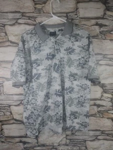 IZOD Double Mercerized Dotted Leaf Pattern Men's Cotton Golf Polo Shirt Size L - Picture 1 of 3