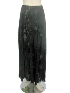 NWT VERSATILE FUZZI BLACK ON GREEN MESH VELVET LONG SKIRT SIZE L ITALY - Picture 1 of 7