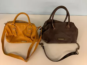 Steve Madden Lot Of 2 Purse Bag Tote Small Cross Body Mustard Brown Straps Zip - Picture 1 of 12