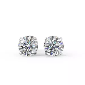 Best Seller - 0.25CT D/VVS Round Lab grown Diamond Stud Earring, White gold - Picture 1 of 8