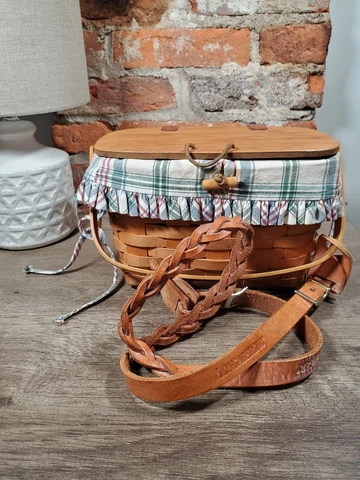 Longaberger Basket Purse Green Plaid Lined With Strap Cover