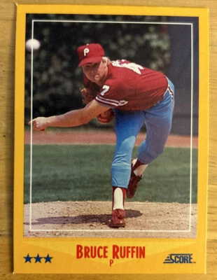 1988 Score Bruce Ruffin Baseball Card #492 Phillies Pitcher VG O/C Corner Dings - Image 1 of 2