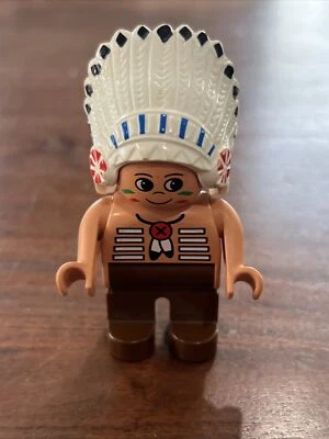 Lego Duplo Big Chief Native American Mini Figure Set #2432 Teepee Indian Village - Image 1 of 4