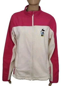 Disney Store MINNIE MOUSE Full Zip Soft Fleece Jacket Womens M 10/12 Pink Cream - Picture 1 of 14