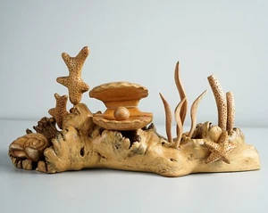 Wooden Coral Reef Sculpture, Pearl, Starfish, Seaweed, Statue, Gift for Wife - Picture 1 of 10