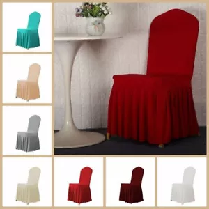 Stretch Dining Chair Covers Long Skirt Slipcover Party Wedding Dining Banquet AU - Picture 1 of 16