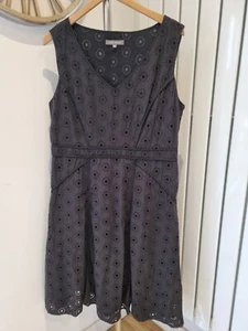 Laura Ashley Broderie Anglaise schwarz Baumwolle Kleid Größe 18 - Bild 1 von 10