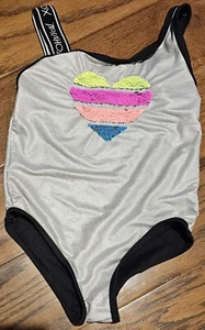 Betsey Johnson Girls Size 6X Sequin Heart Swimsuit - Picture 1 of 4