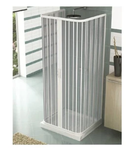 Duschkabine Duschabtrennung in PVC, 3 Seiten U - Form, Höhe 185 cm Weiß 80x80x80 - Bild 1 von 4