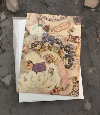 John Grossman Gifted Line Victorian Fans Greeting Card THINKING OF YOU MY FRIEND - Image 1 of 4