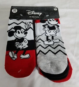 DISNEY MICKEY MOUSE NO SHOW SOCKS 10PK WOMENS SHOE SIZE 4-10 - Picture 1 of 3
