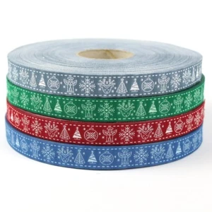 Webband Weihnachten Christmas Tannenbaum Engel usw. 15 mm Blaubeerstern grün - Picture 1 of 1