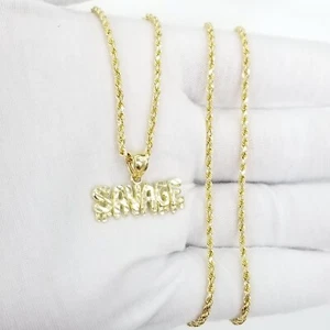10K Rope Necklace + SAVAGE Pendant, Real 10k Gold Brand New, 10kt Gold set - Picture 1 of 4