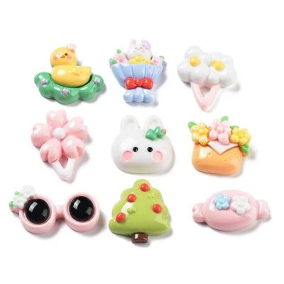 100x Cabujón con dije de caramelo de árbol de flores de conejo de resina para hacer joyas artesanías hágalo usted mismo Foto 1 de 3