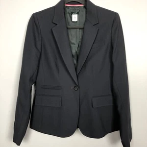 J Crew Womens Size 8 One Button Dark Gray Career Blazer Jacket 100% Wool - Picture 1 of 8