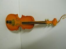 Vintage Wooden Violin Fiddle Musical Ornament Decorative Gift Tag Unique Gold