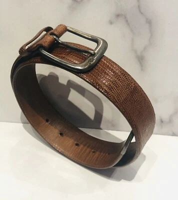 Cinturón de cintura para mujer Polo Ralph Lauren RL marrón lagarto de plata de ley” Foto 1 de 4