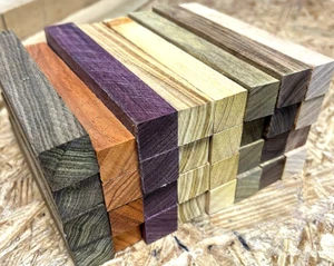 32 BOCOTE BLOODWOOD MACAWOOD YELLOWHEART PURPLEHEART WALNUT PADAUK PEN BLANKS - Picture 1 of 3