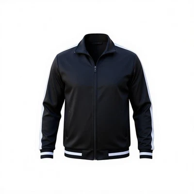 Chaqueta deportiva unisex negra mediana cremallera completa blanca a rayas Jogger ropa de calle nueva sin etiquetas Foto 1 de 4