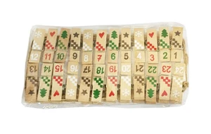 Adventsgirlande Wäscheklammern mit Zahlen 1-24 (Klammern für Adventskalender) - Bild 1 von 2