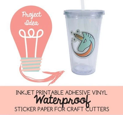 SIHL Inkjet Printable White Vinyl GLOSSY For STICKERS 100 Sh, 8.5x11" Waterproof - Image 1 of 4