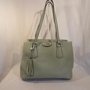 Borsa a mano Nine West verde chiaro doppio manico 3 sezioni tasche nappa - Foto 1 di 15