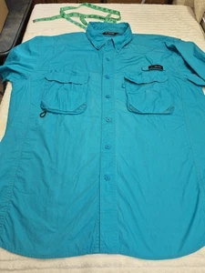Camicia da Pesca Blacktip Uomo L Blu Manica Corta Asciugatura Rapida Tasche Ventilate - Foto 1 di 11