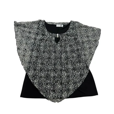 Camisa Kim Rogers Mujer Grande L Negra Blanca Encaje Geométrica Ligera Foto 1 de 4