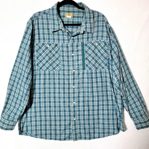 Haband Travelers Herren Hemd X Large Langarm Perlen Druckknopfverschluss blau kariert - Bild 1 von 13