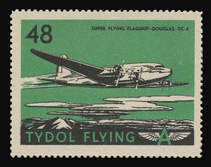 TYDOL FLYING "A" POSTER STAMPS OF 1940 - #48, SUPER FLYING FLAGSHIP-DOUGLAS DC-4 - Picture 1 of 2