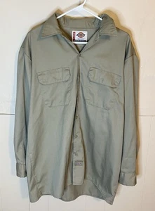Dickies Arbeitshemd L Khaki Grün Langarm Utility Button Down USA Fit - Bild 1 von 4