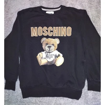 MOSCHINO Oso de Peluche Sudadera Negra Para Hombres 2XL Italia Diseñador Cuello Redondo Pullover Foto 1 de 4
