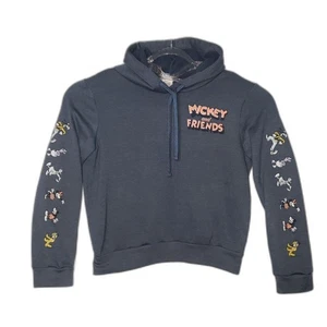 Disney Mickey And Friends Hoodie Womens Medium Blue Pullover Sweatshirt Graphic - Picture 1 of 6
