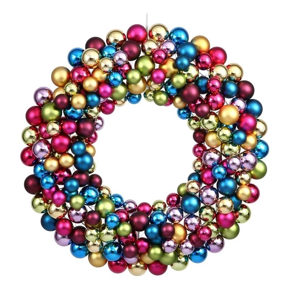 Guirnalda de bolas de plástico contemporánea Vickerman 24" en brillante y mate multicolor Foto 1 de 1