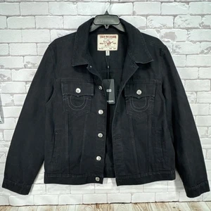 Men’s True Religion Denim Trucker Jacket Black Xl - Picture 1 of 15
